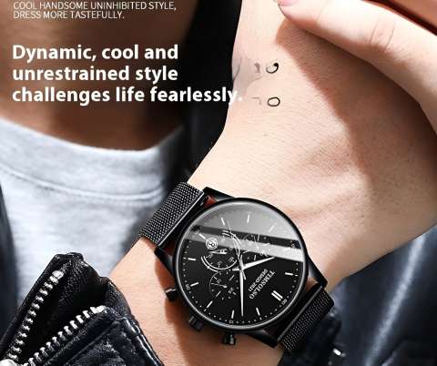 Elegant Cool Ultra-thin Calendar Quartz Watch